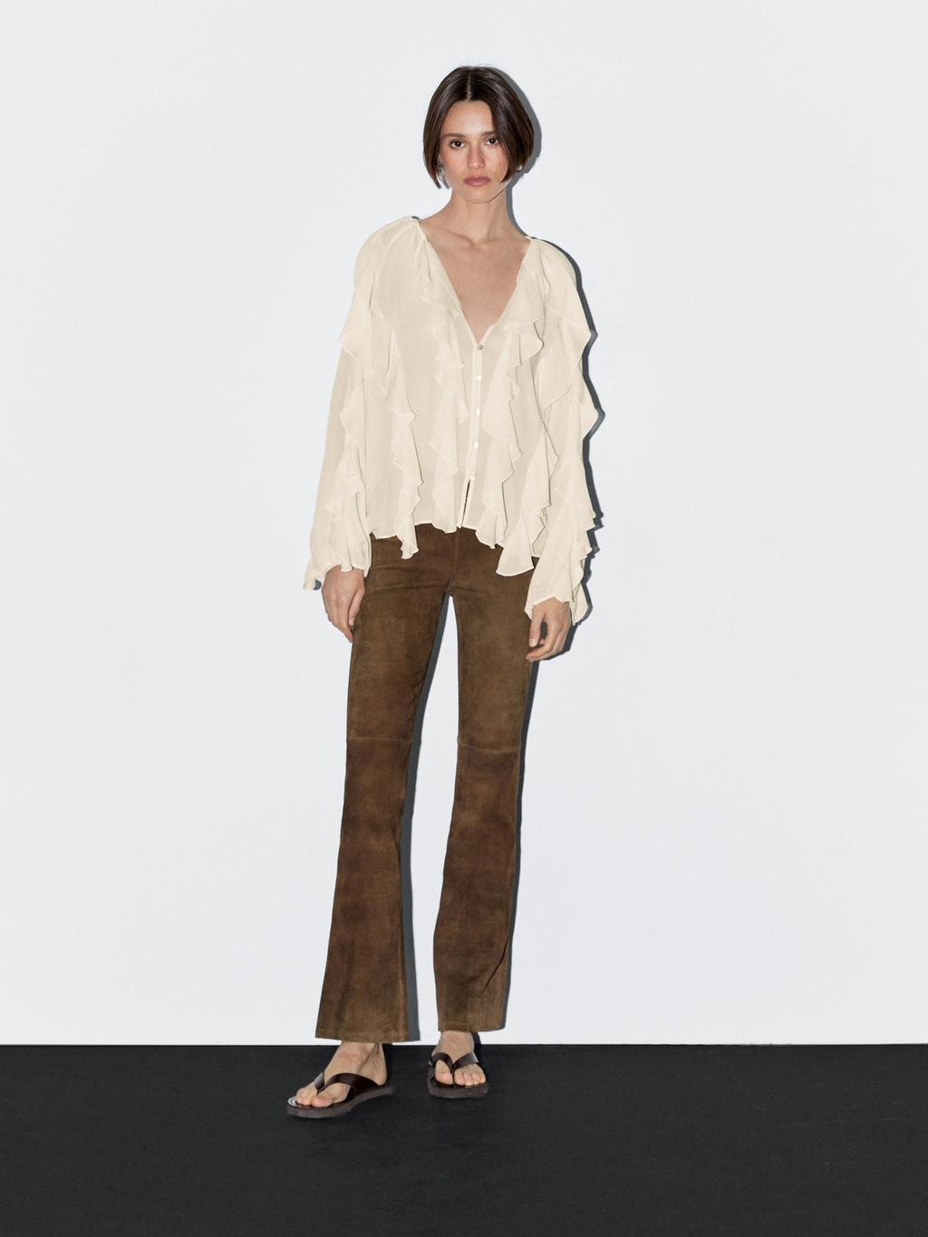 Flowing blouse with ruffles