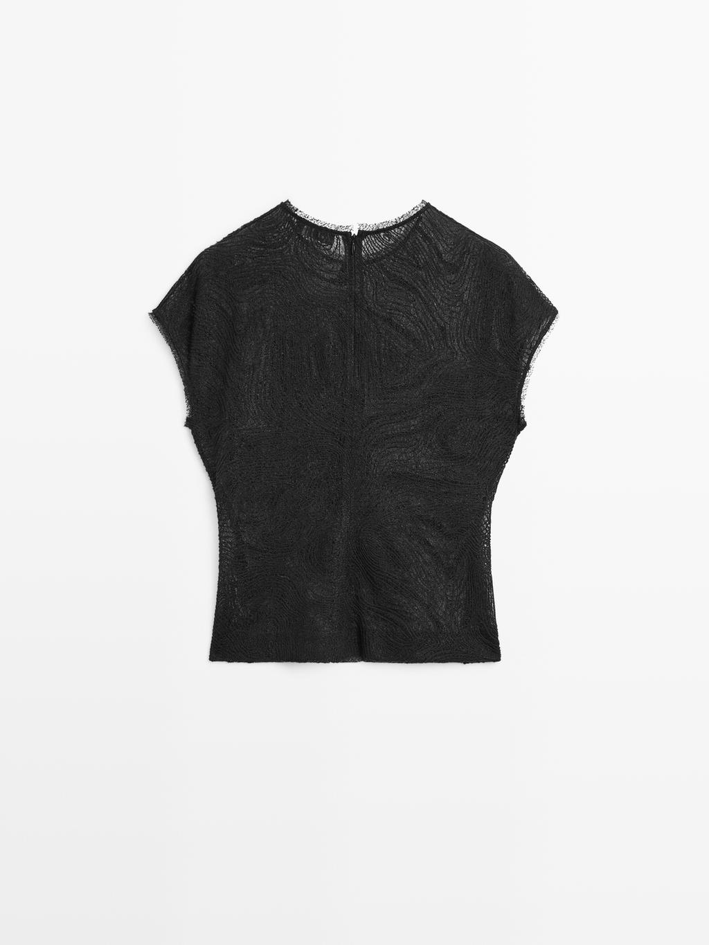 Semi-sheer embroidered top