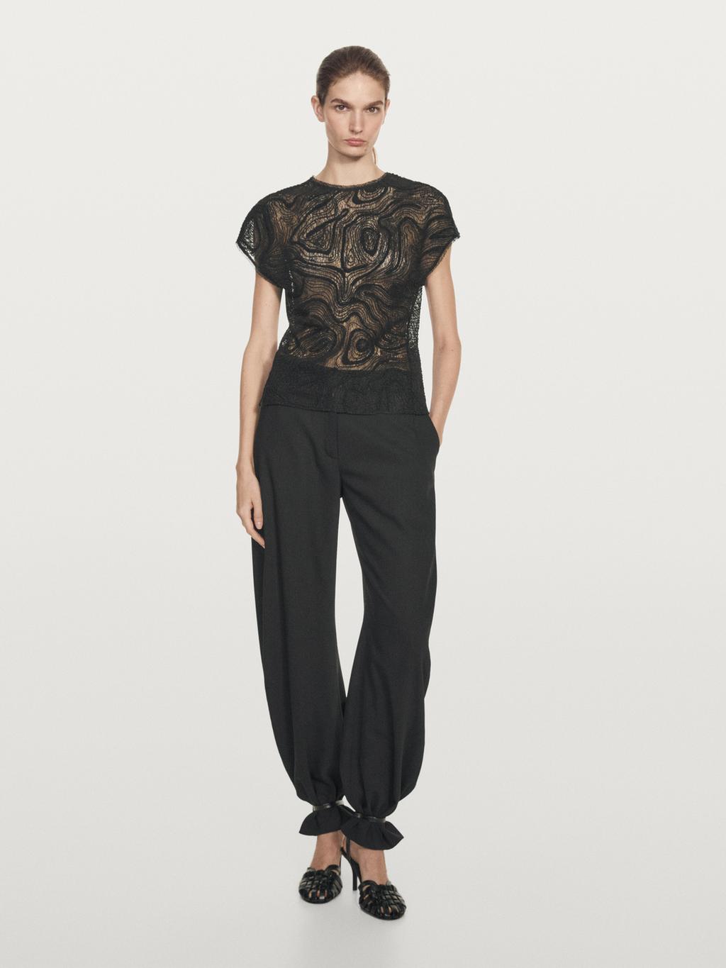 Semi-sheer embroidered top