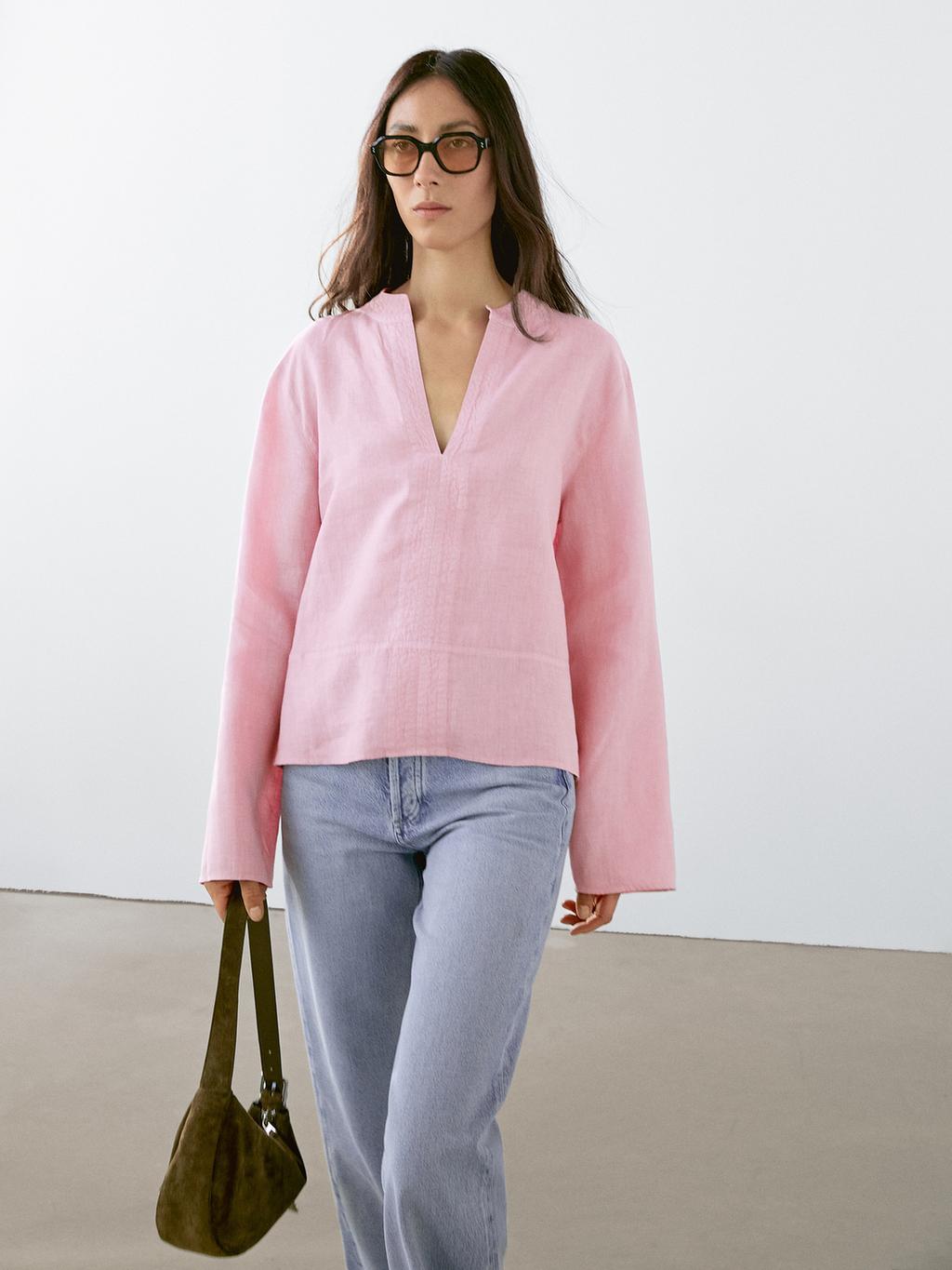 100% linen long sleeve shirt