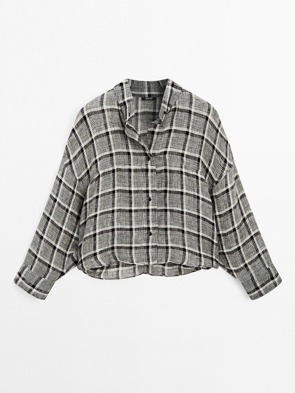 100% linen check shirt