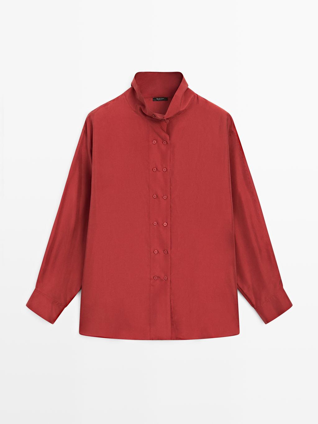 100% silk shirt with button details