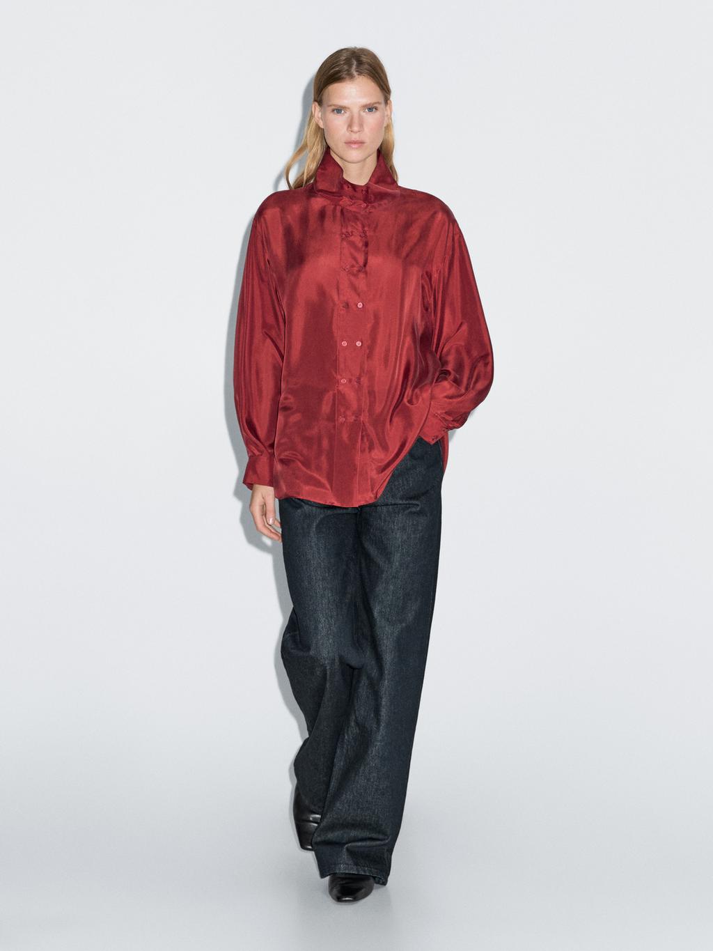 100% silk shirt with button details