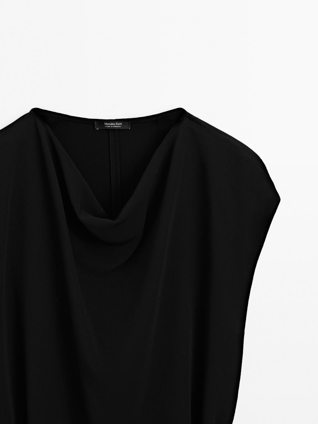 Crepe top with cowl neckline