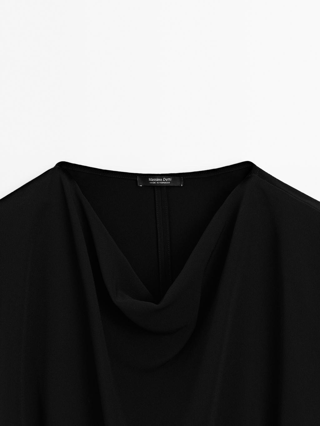 Crepe top with cowl neckline