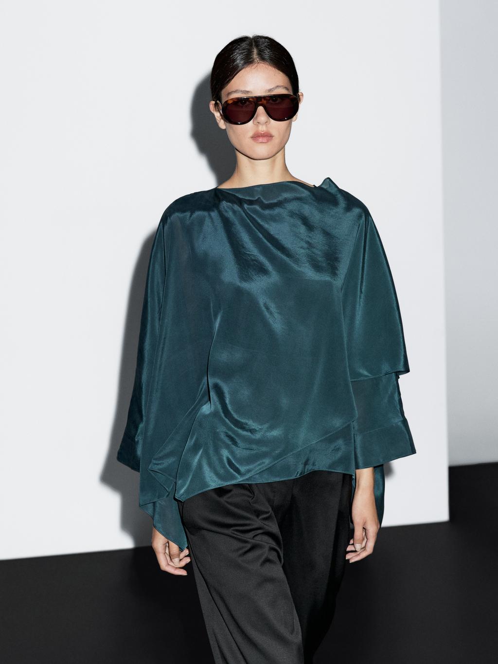 Flowing cape-style blouse