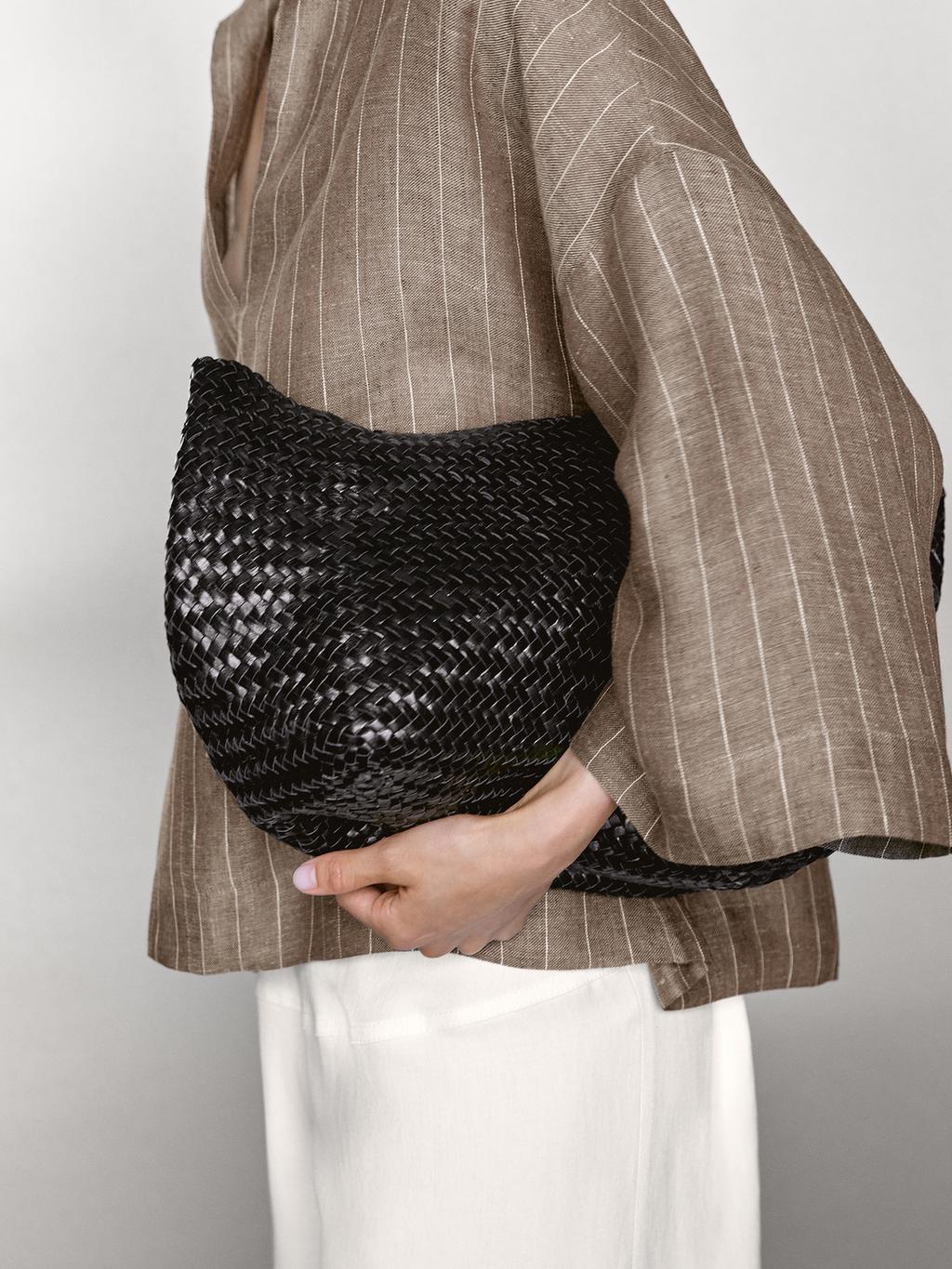 Striped linen open neck blouse