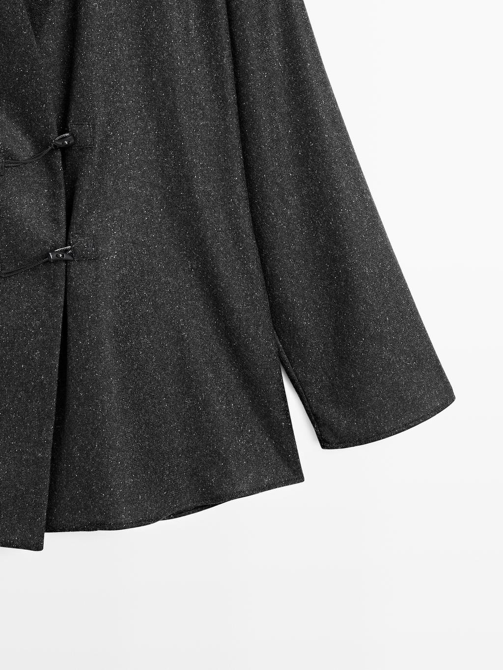 Knickerbocker yarn effect wool blend shirt with horn button detail