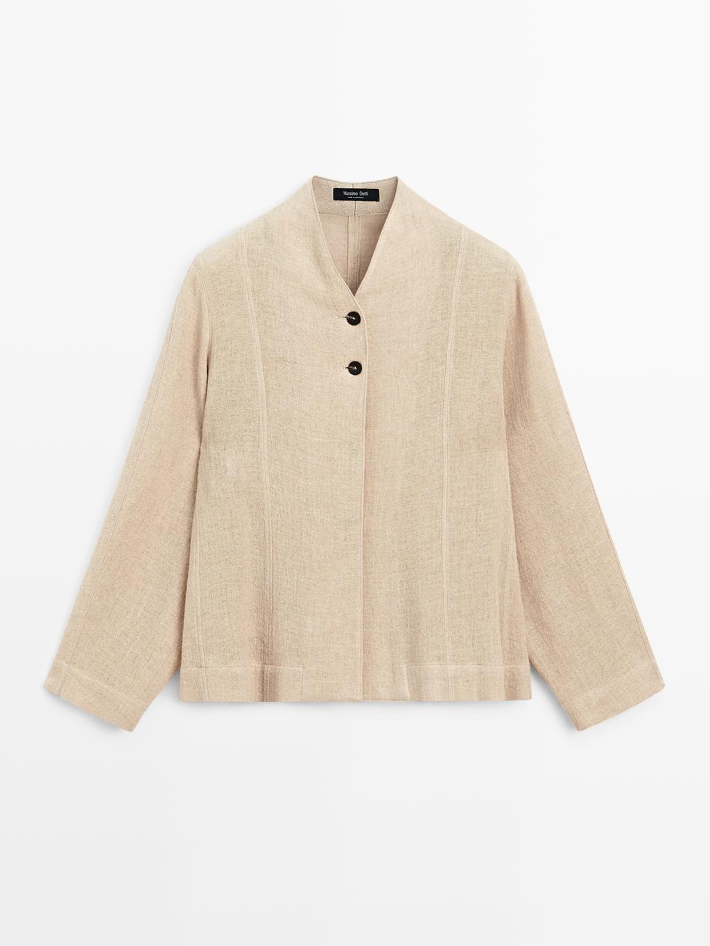 Wool blend overshirt with visible buttons