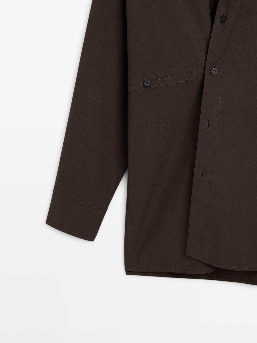 Asymmetric button-up poplin shirt