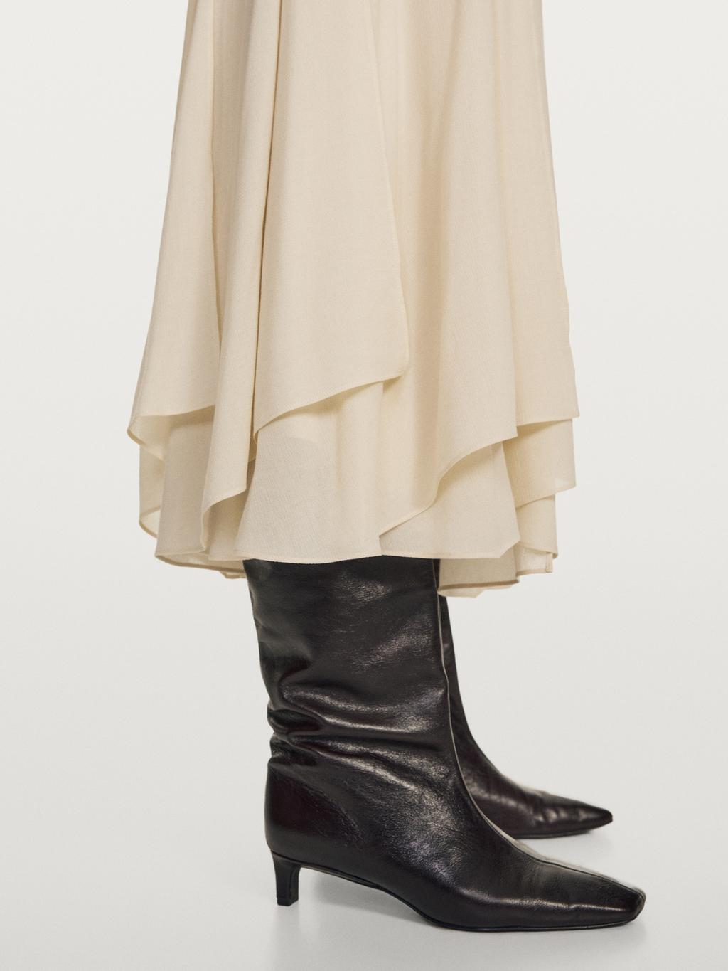 Flowing midi skirt with ruffles