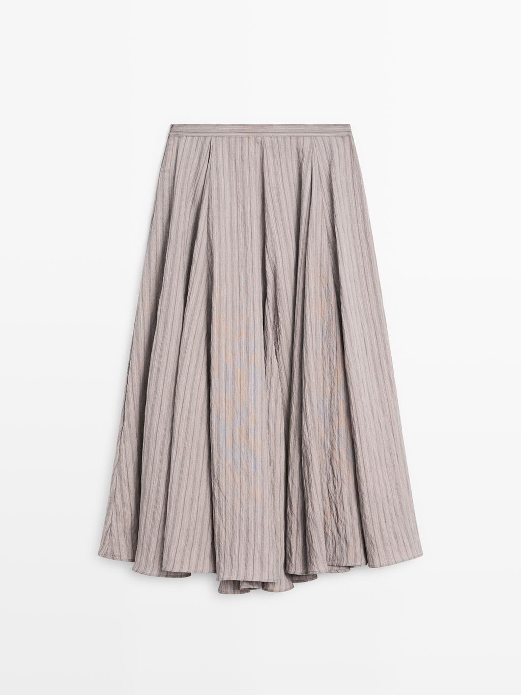 Striped flared midi skirt