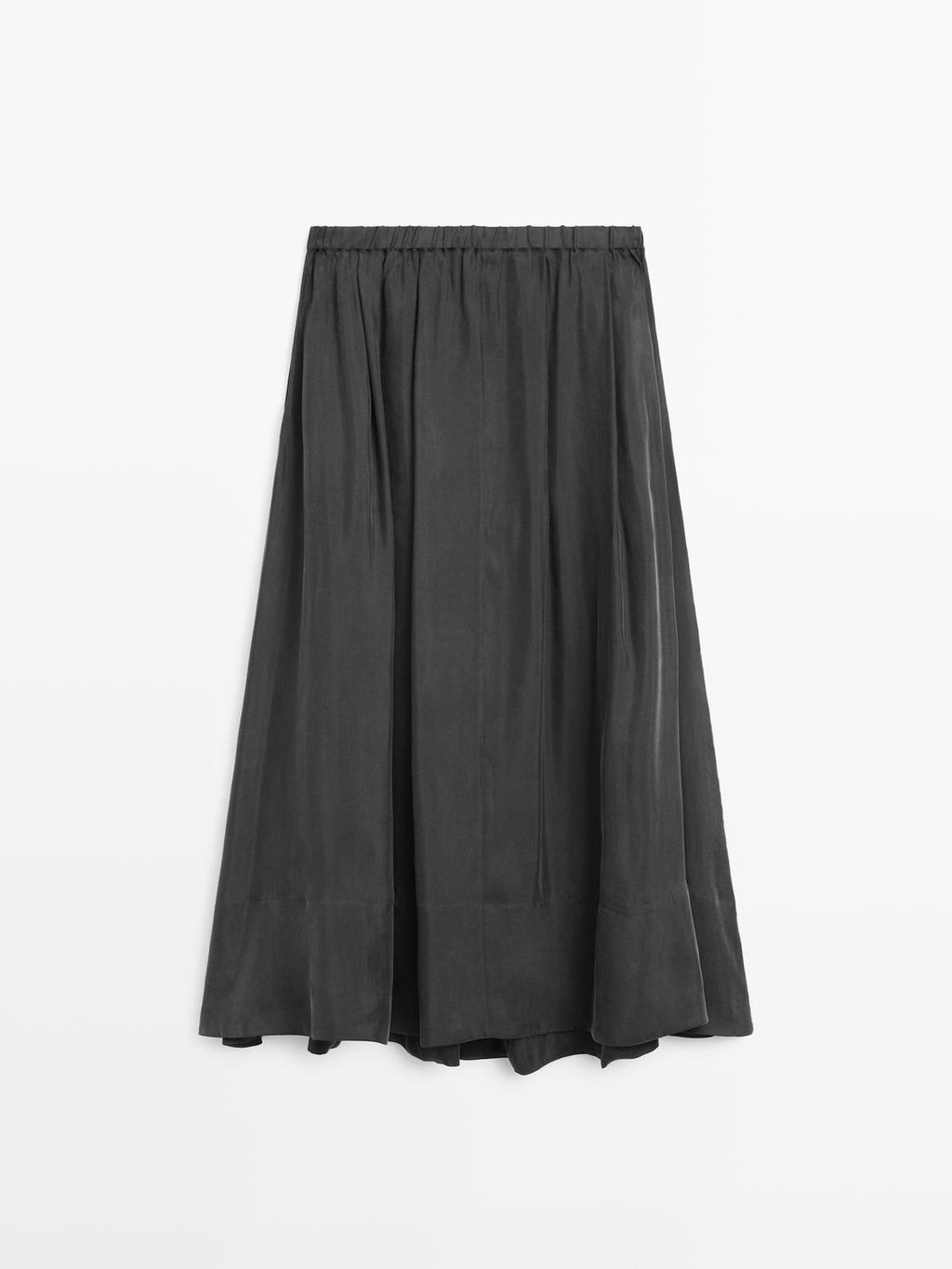 Flowing flared midi skirt