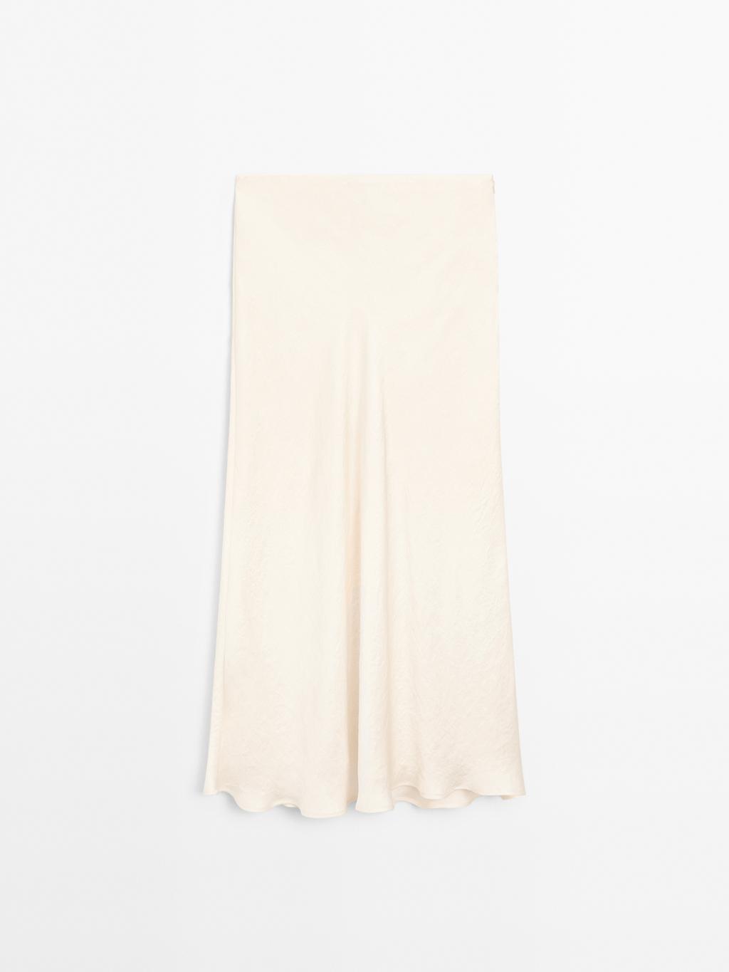 Flowing satin midi skirt