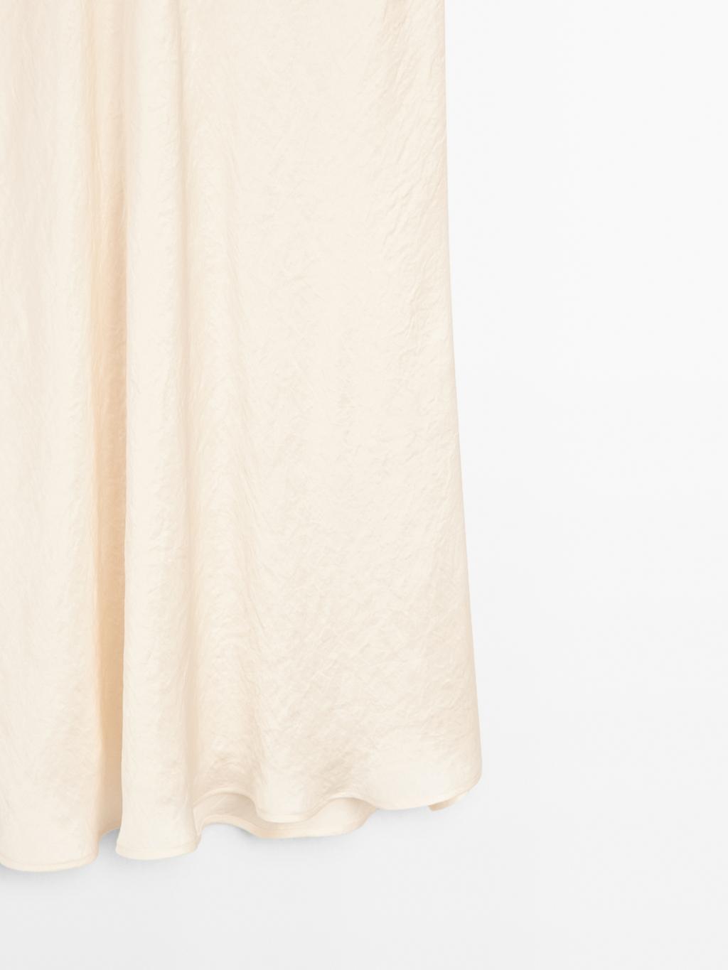 Flowing satin midi skirt