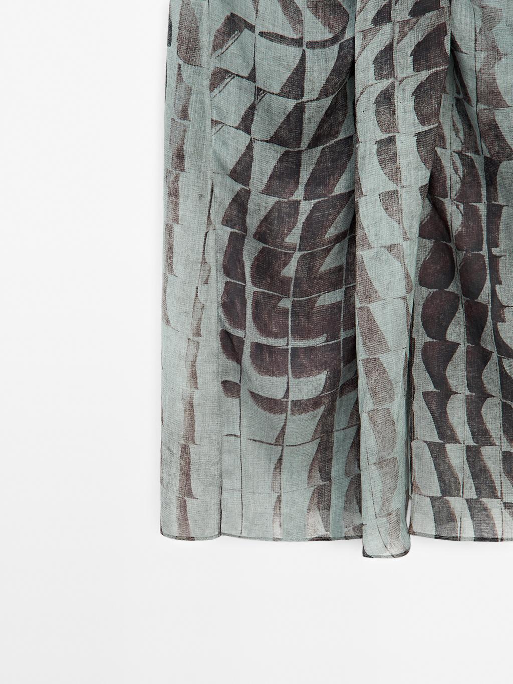 Printed midi skirt with gathered detail
