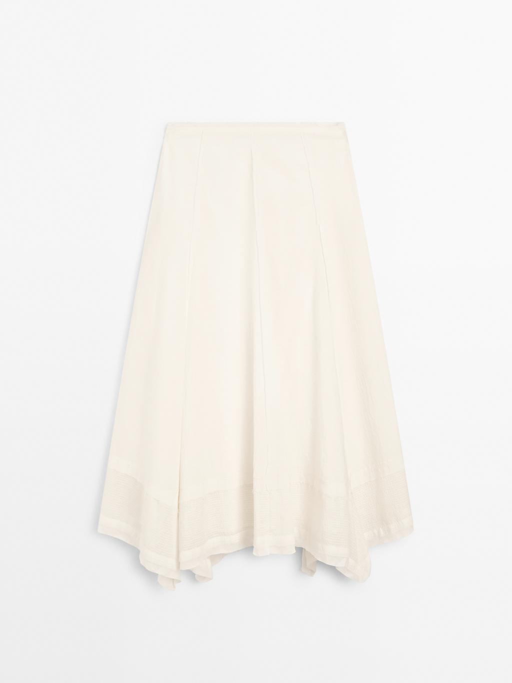 Cotton blend midi skirt with seam details