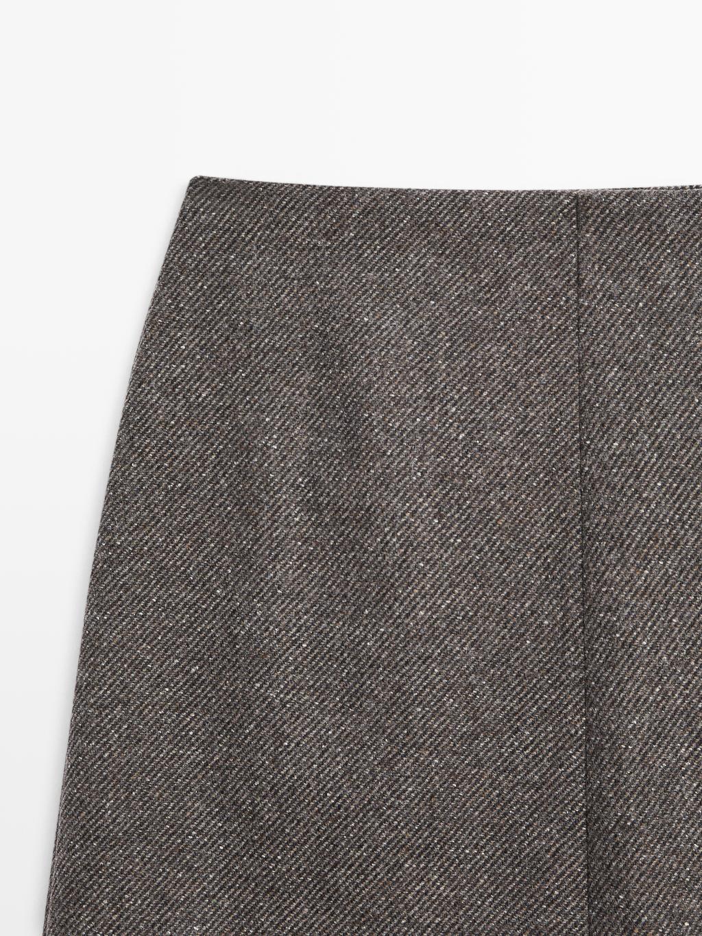 Alpaca and felt texture blend melange short skirt