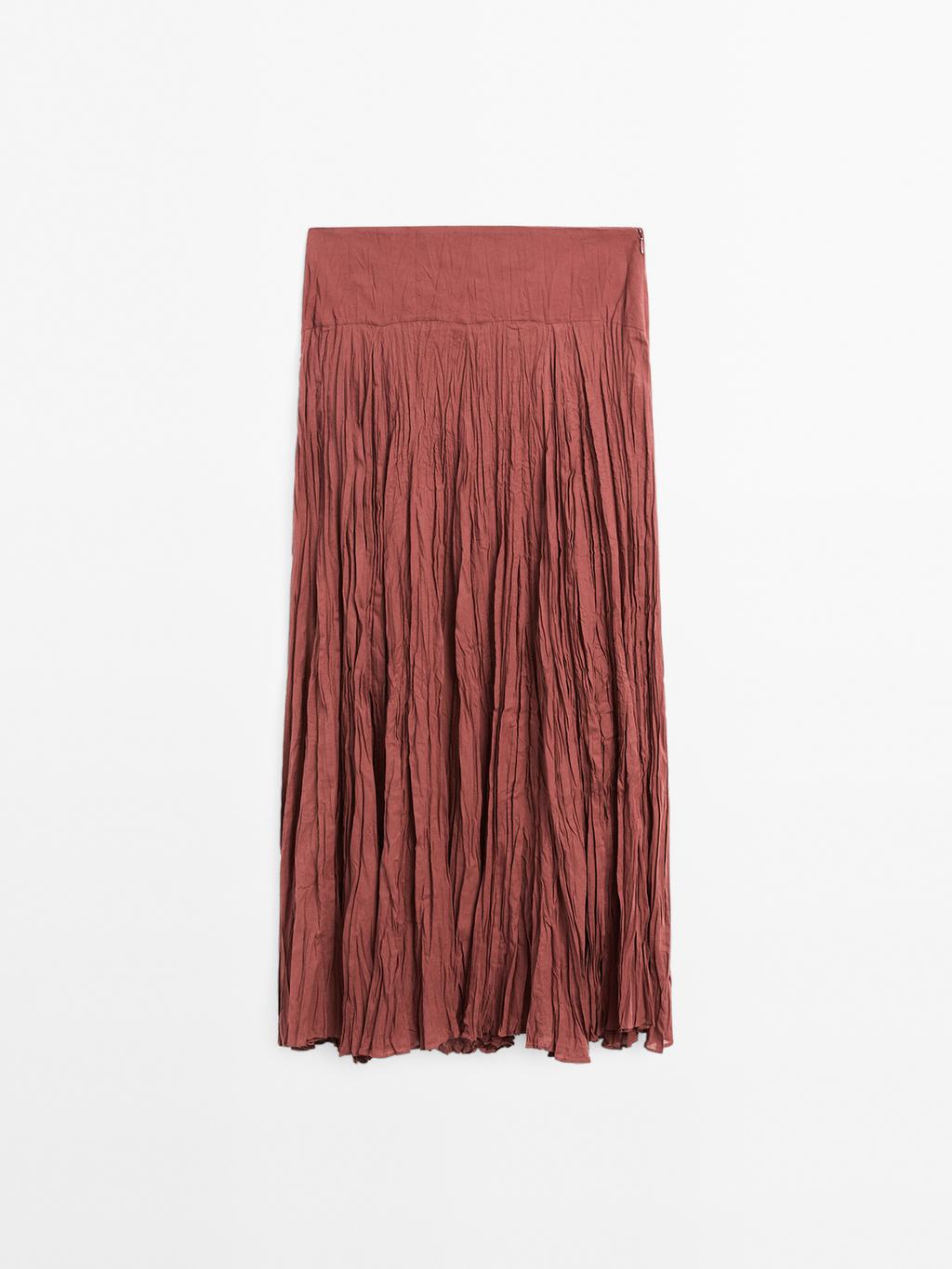 Long 100% cotton pleated skirt