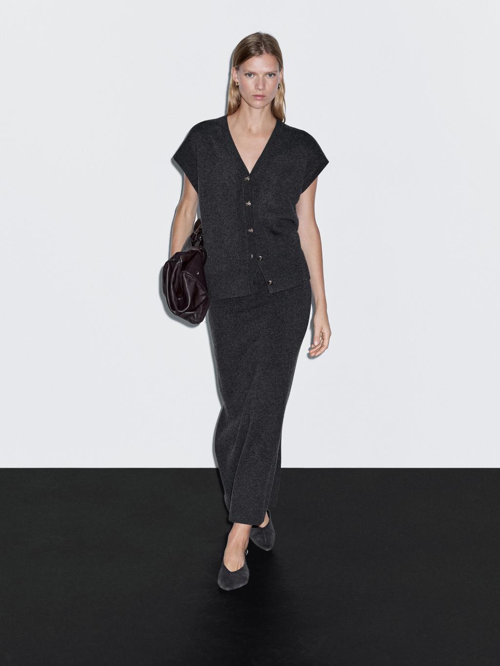 Double-faced midi skirt