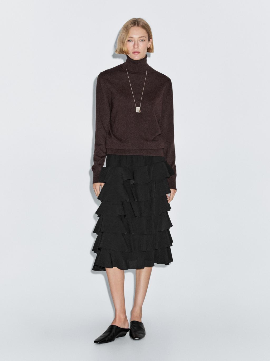 Ruffled midi skirt