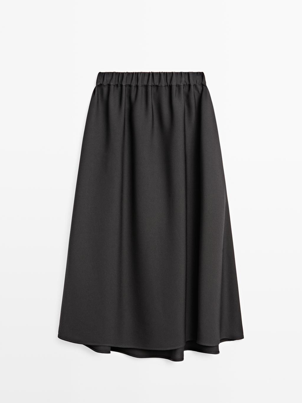 Flared midi skirt with elasticated waistband
