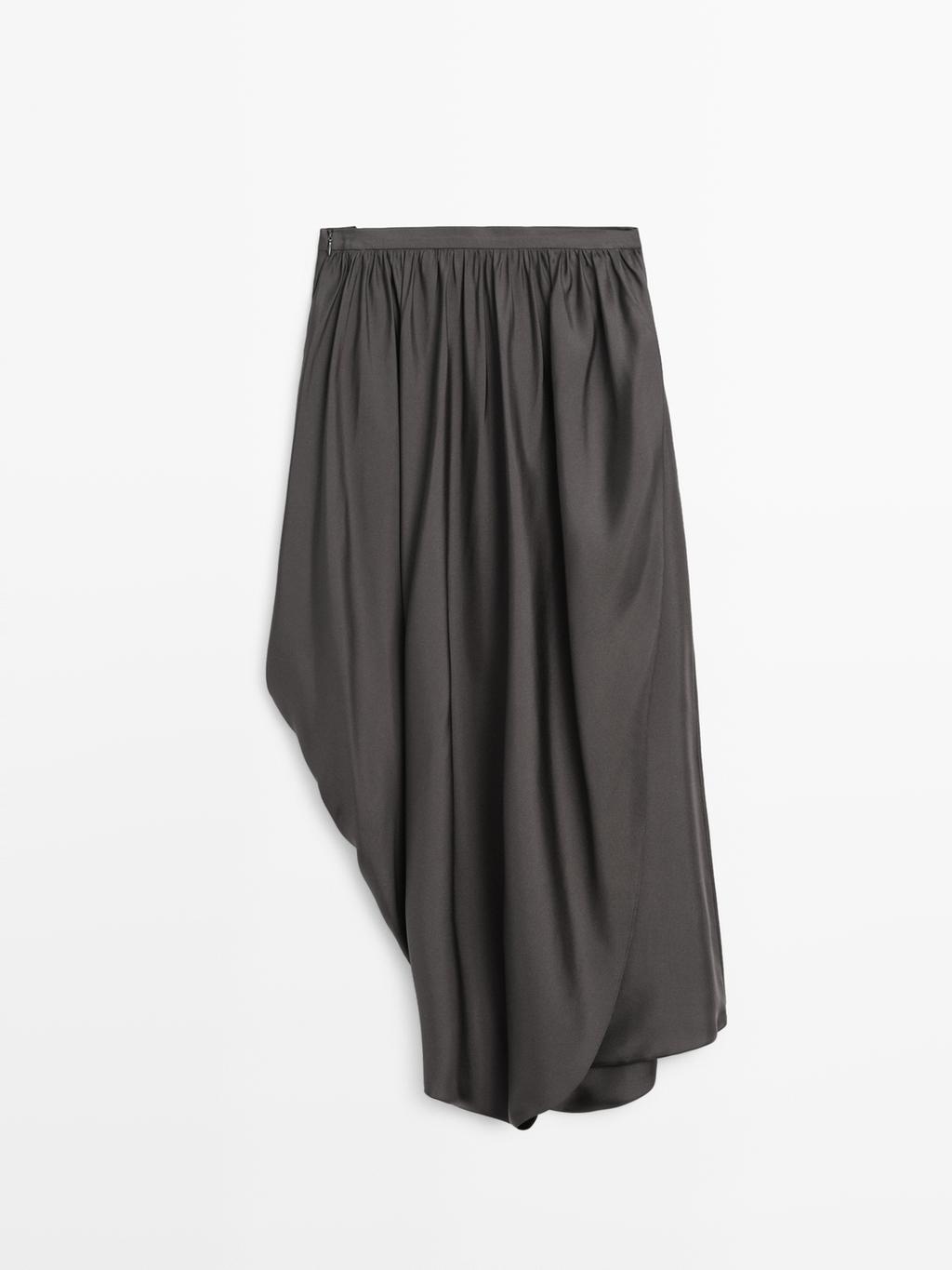 Draped 100% silk midi skirt - LIMITED