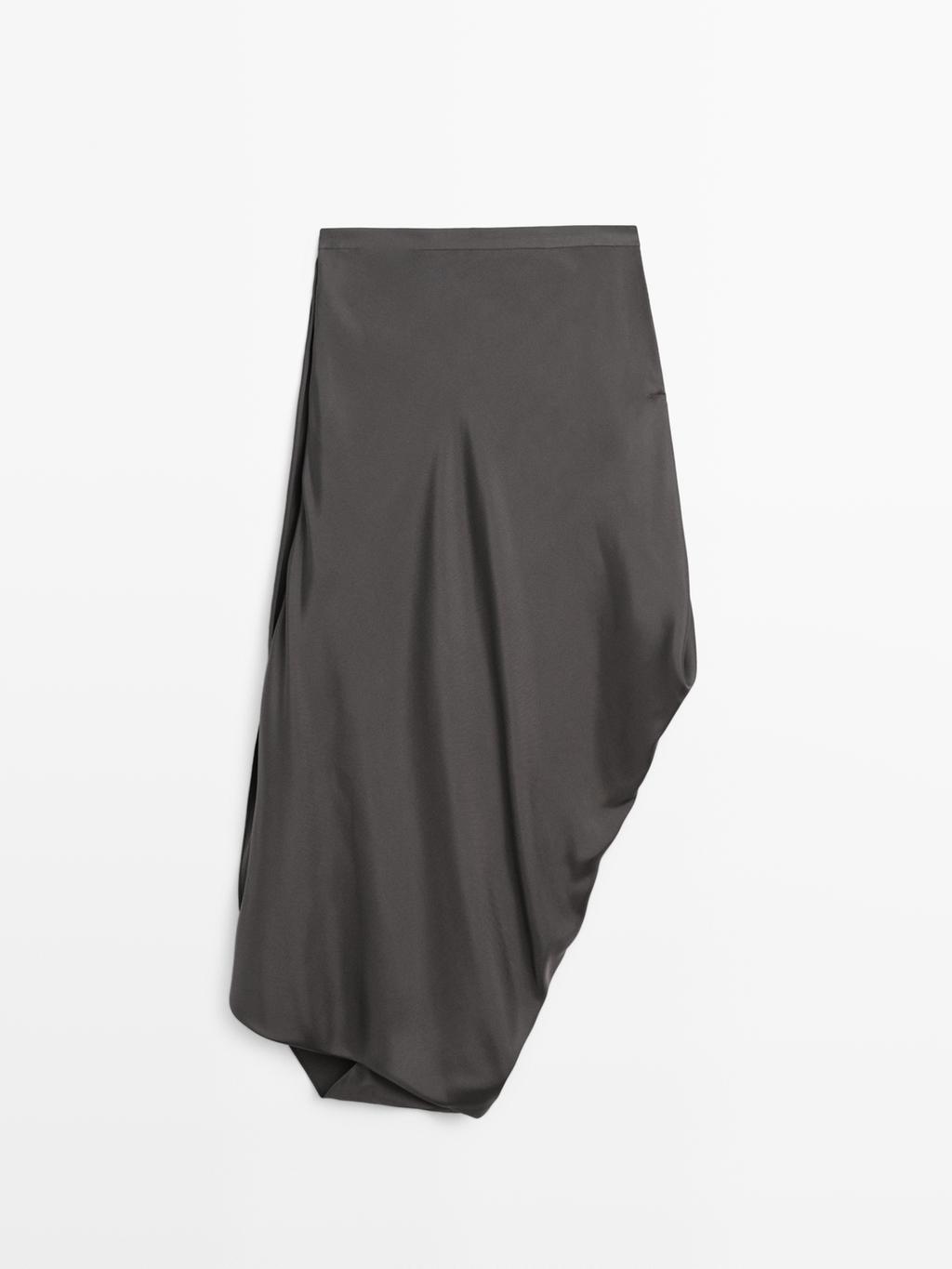Draped 100% silk midi skirt - LIMITED