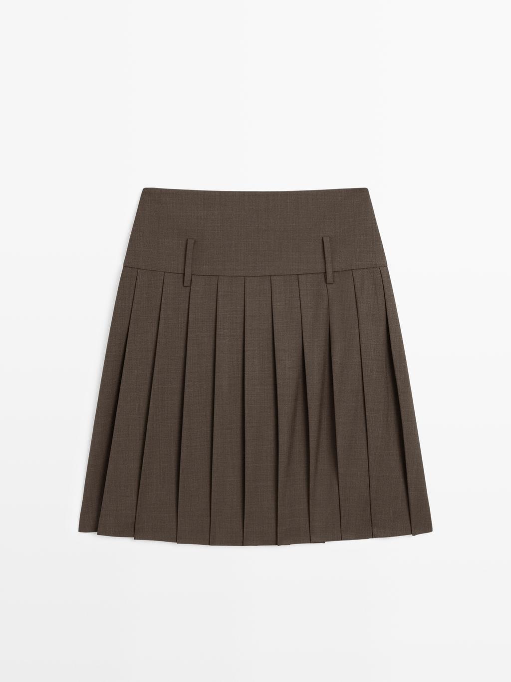 Short box pleat sash skirt