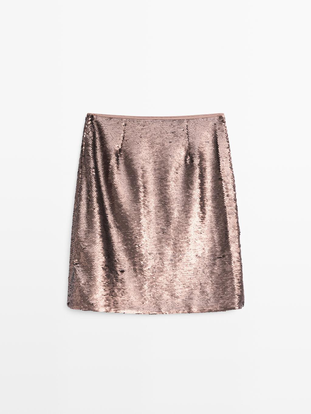 Short matte sequinned skirt