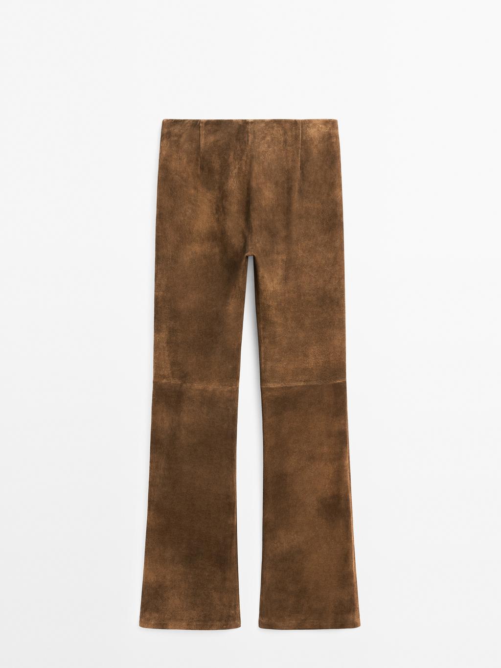 Flared suede leather trousers