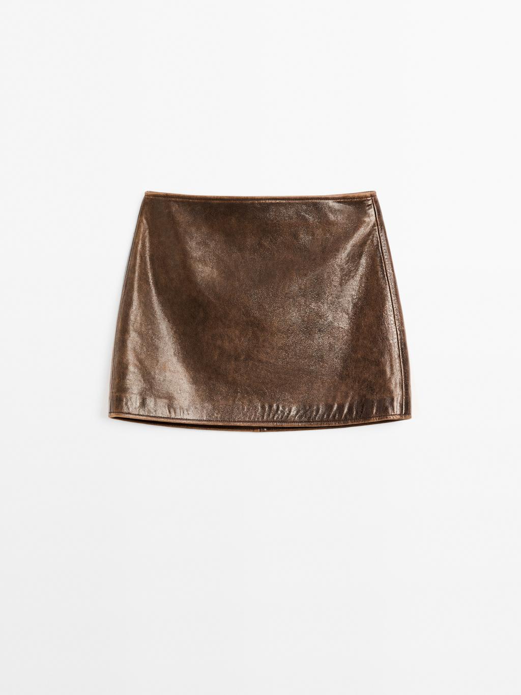 Nappa leather mini skirt