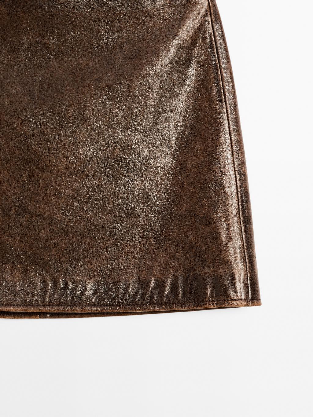 Nappa leather mini skirt