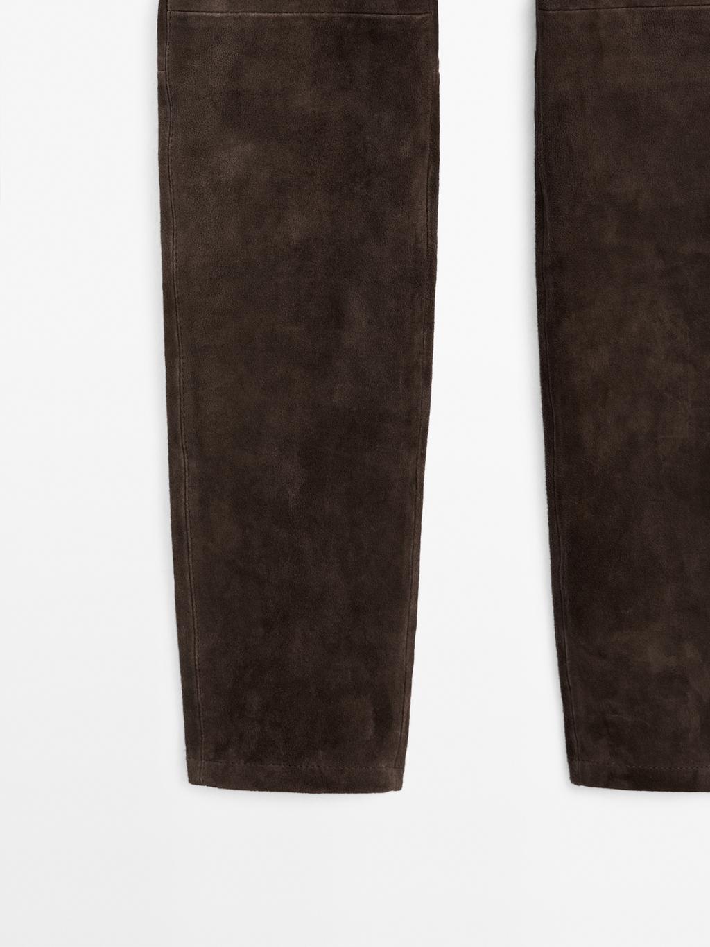 Suede leather leggings