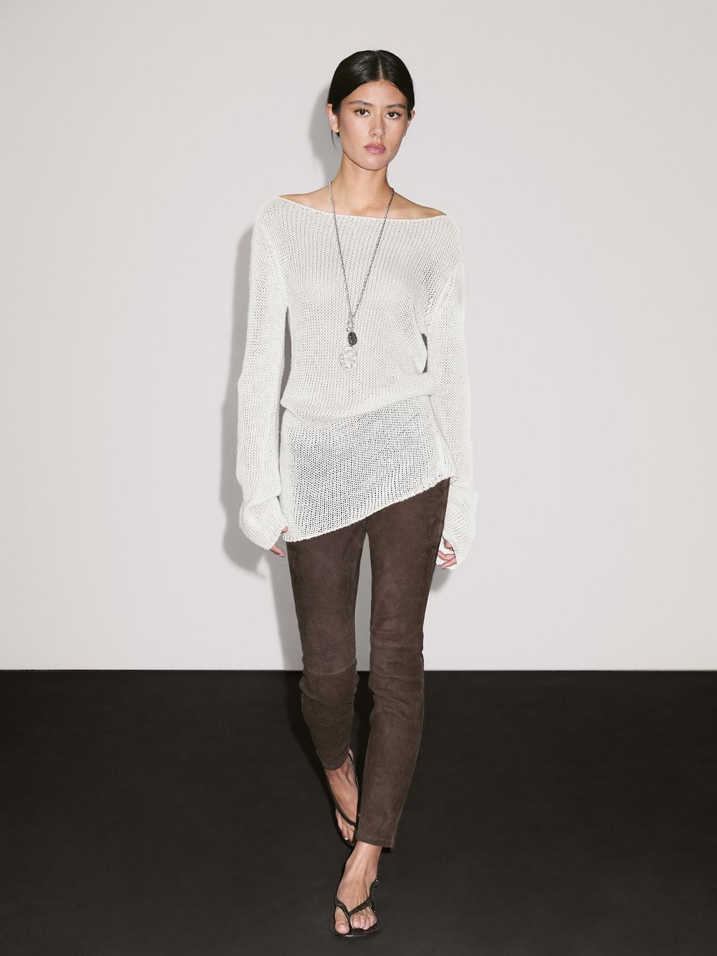 Suede leather leggings