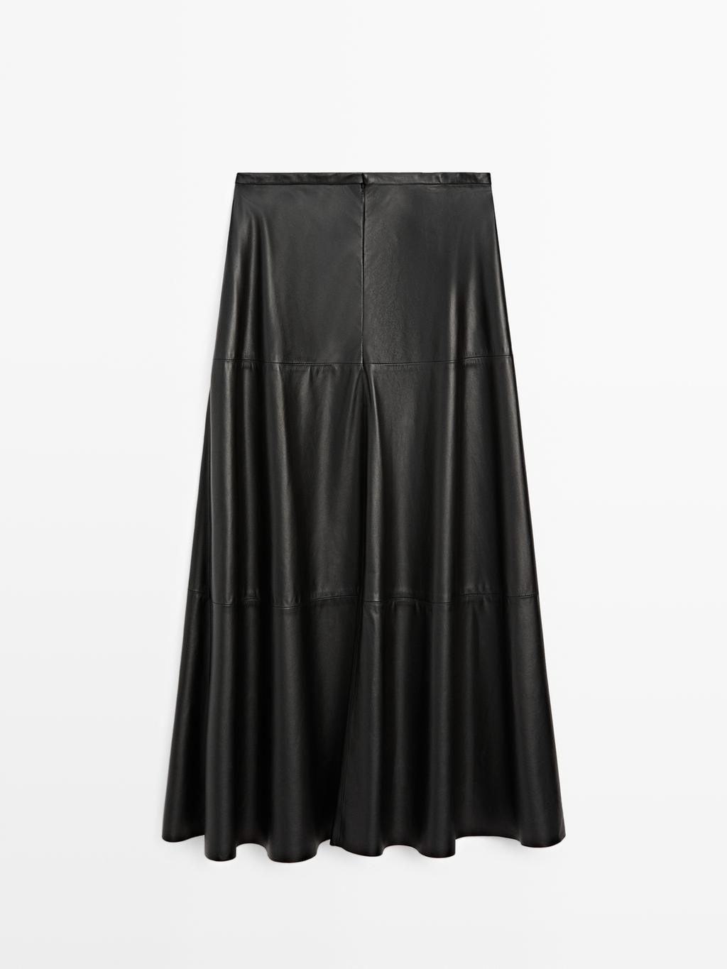 Long flared nappa leather skirt - LIMITED
