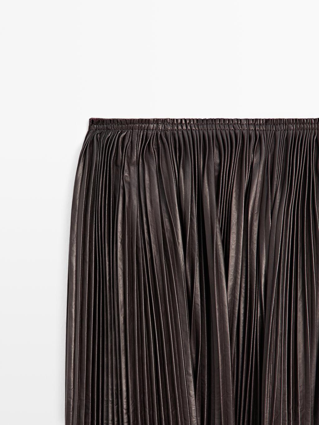 Long pleated nappa leather skirt - LIMITED