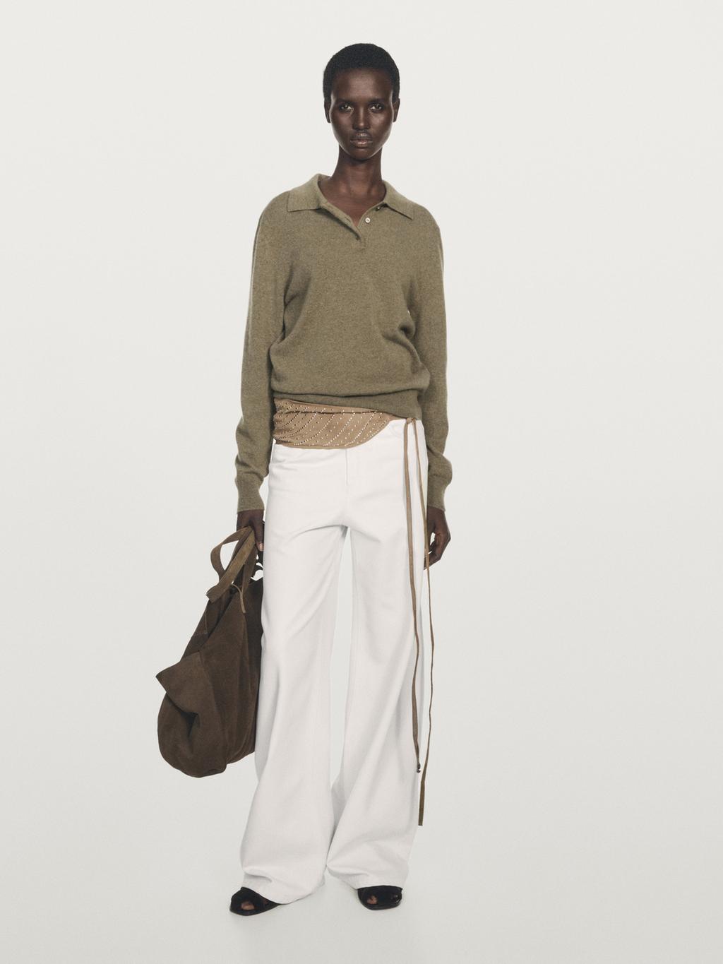 100% cashmere knit polo sweater