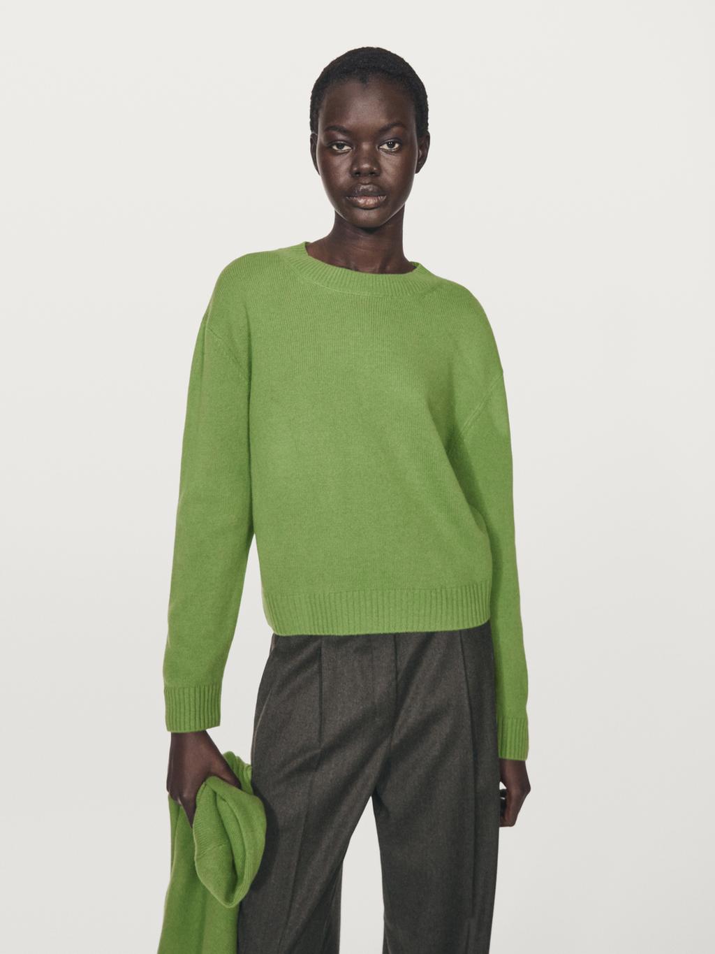 Wool blend crew neck sweater