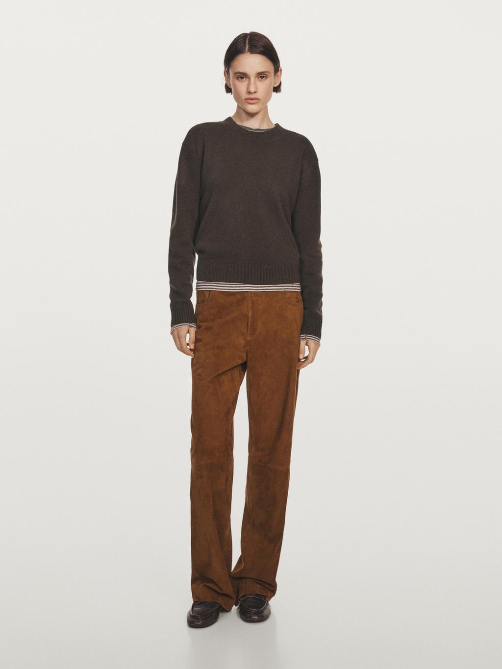 Wool blend crew neck sweater
