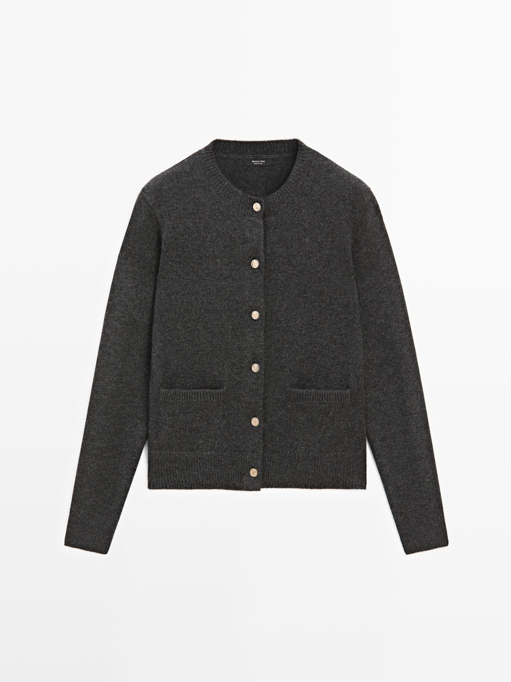 Knit cardigan with gold buttons