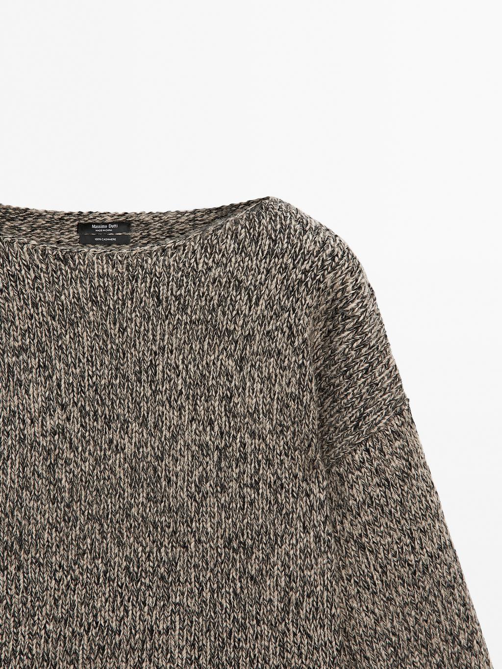 100% cashmere knit boat neck sweater