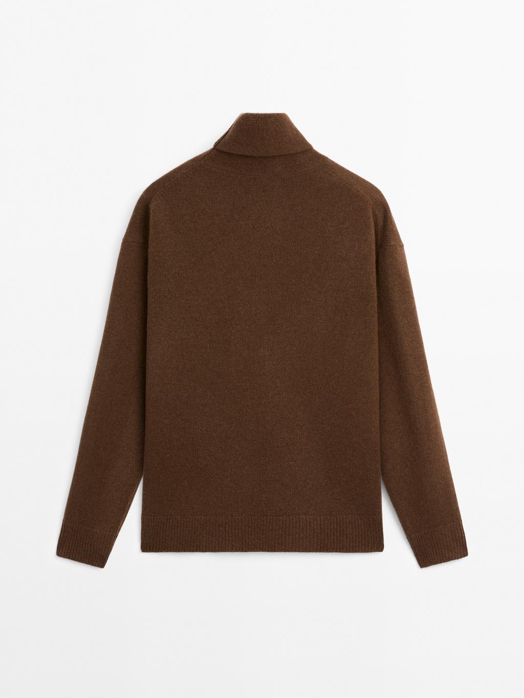 Wool blend knit turtleneck sweater