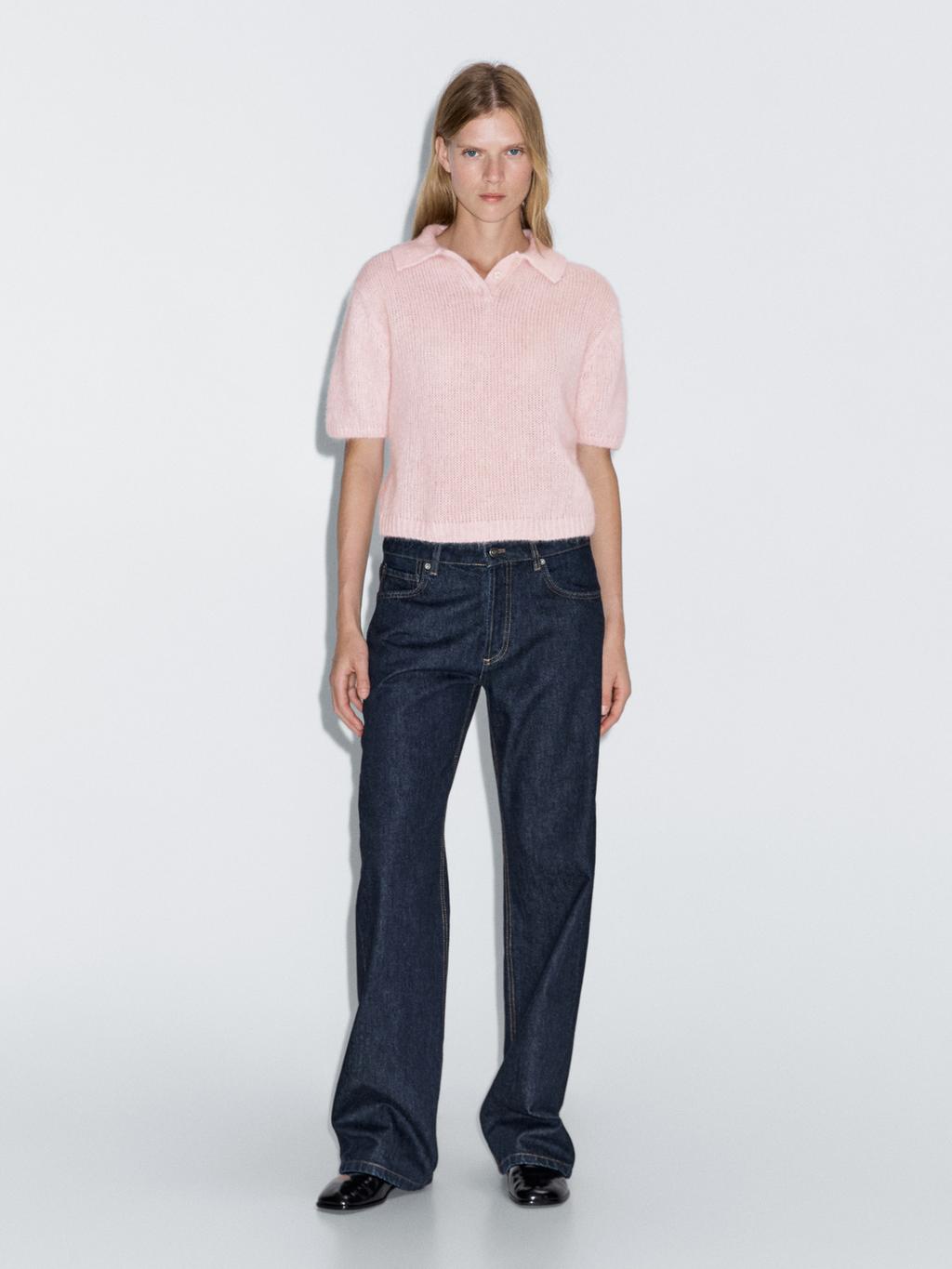 Alpaca blend knit polo jumper