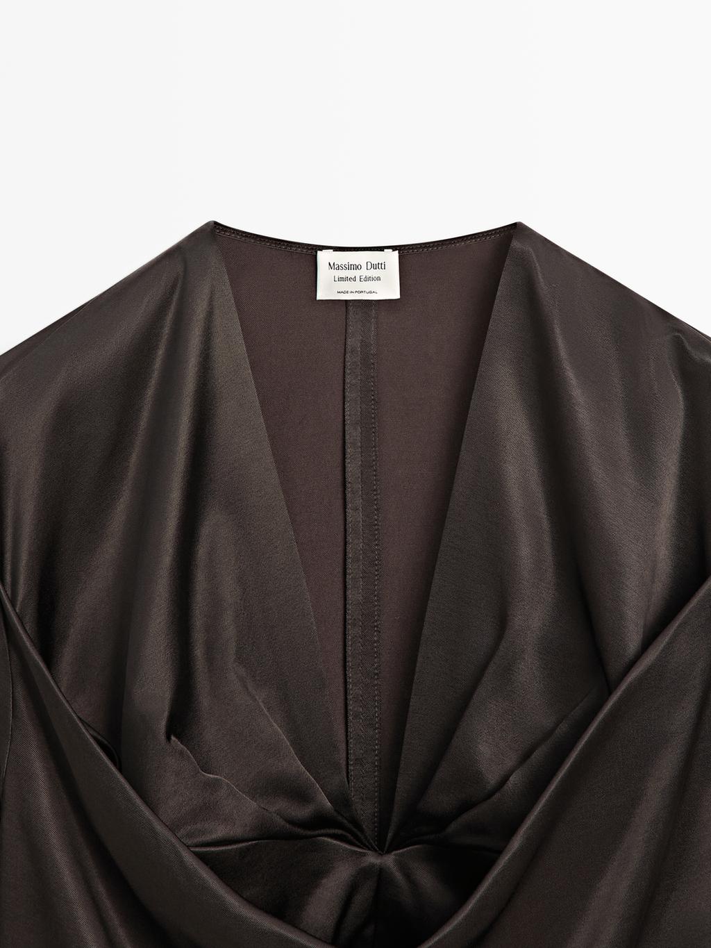 Satin blouse with neckline detail - LIMITED