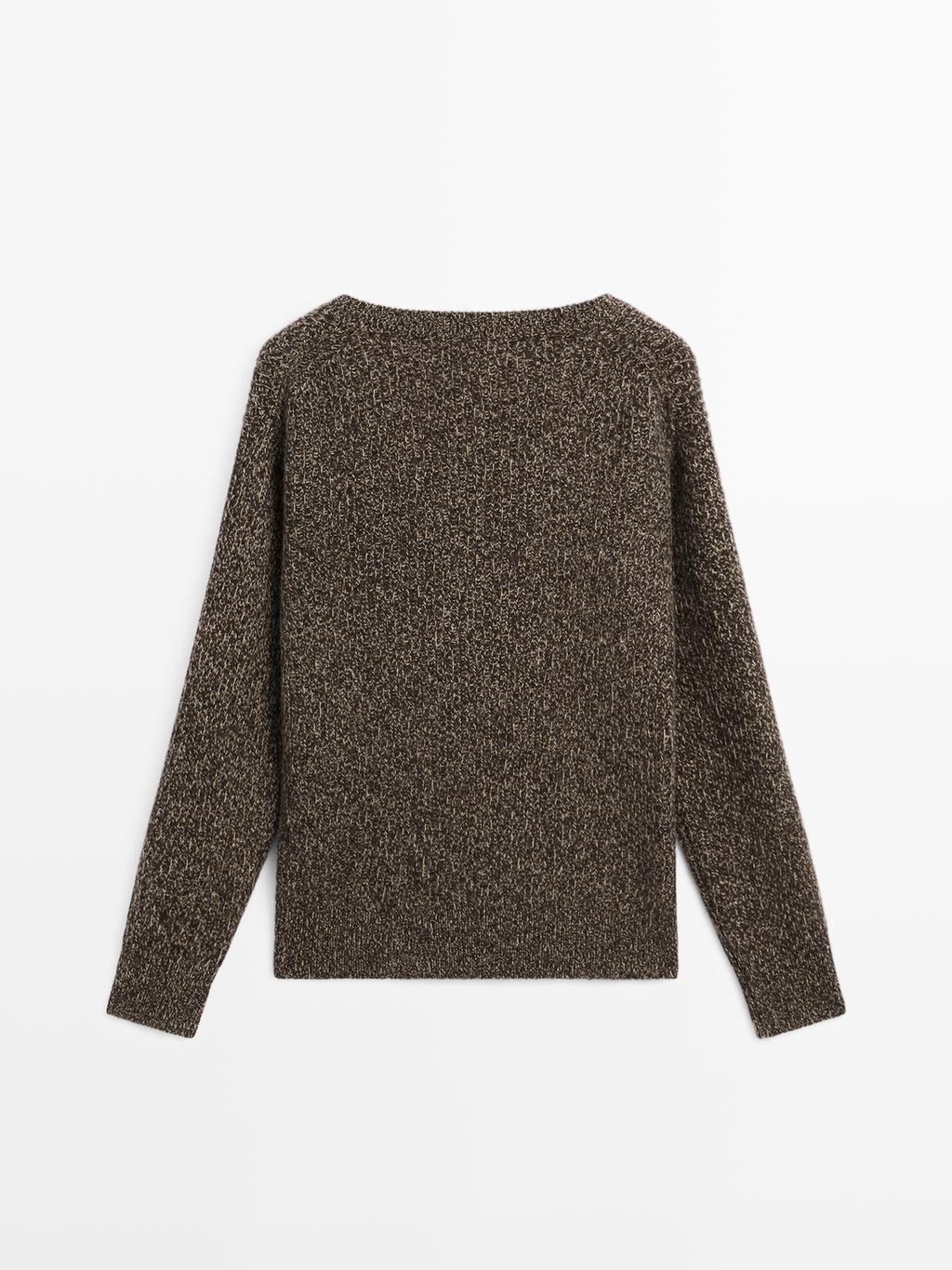 Mouline V-neck knit jumper