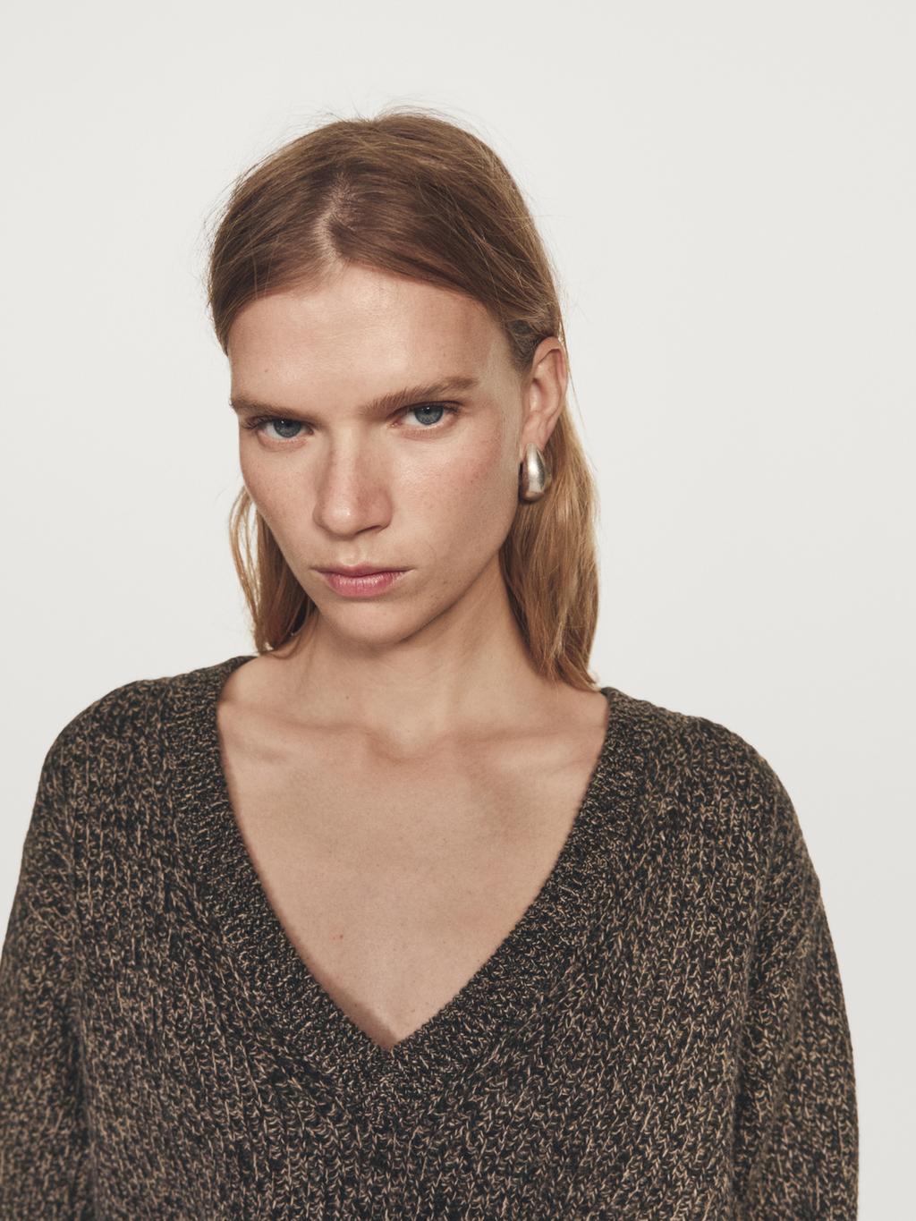 Mouline V-neck knit jumper