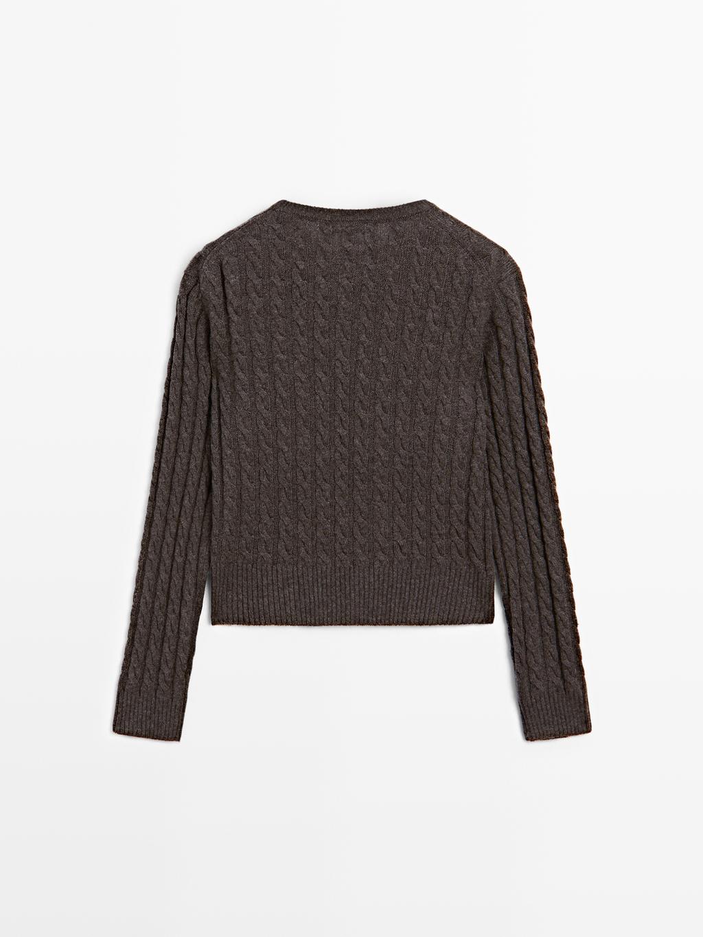Wool blend cable-knit sweater
