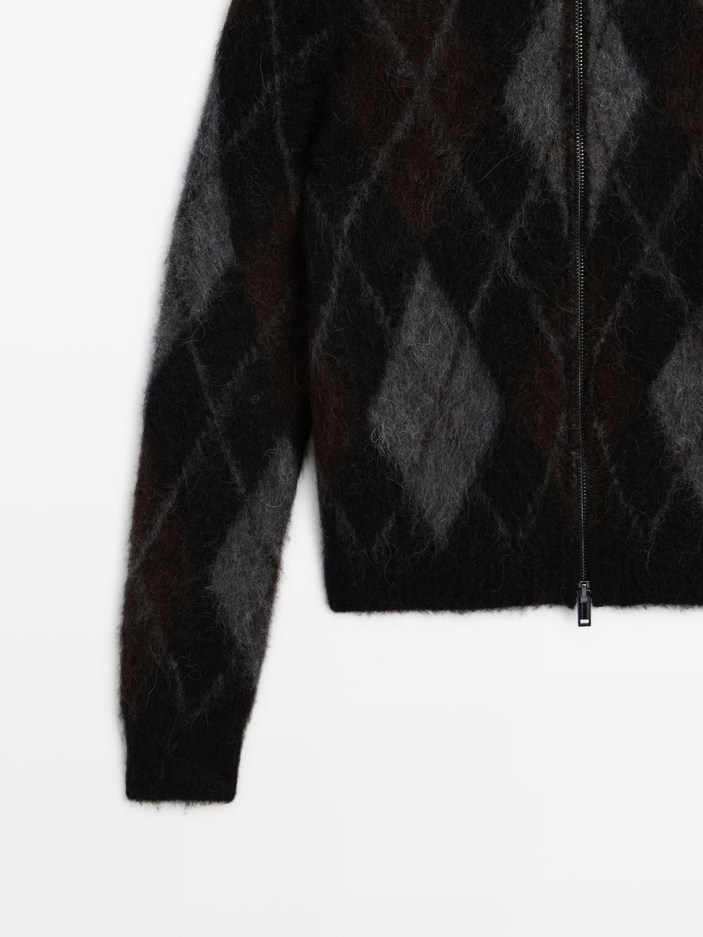 Wool and alpaca argyle cardigan