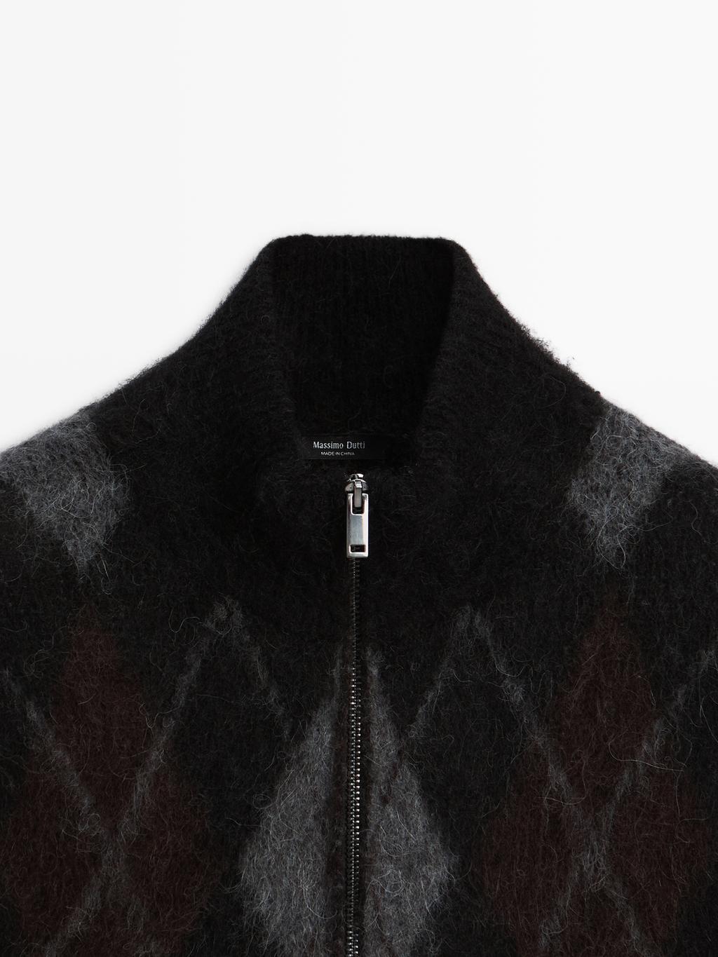 Wool and alpaca argyle cardigan